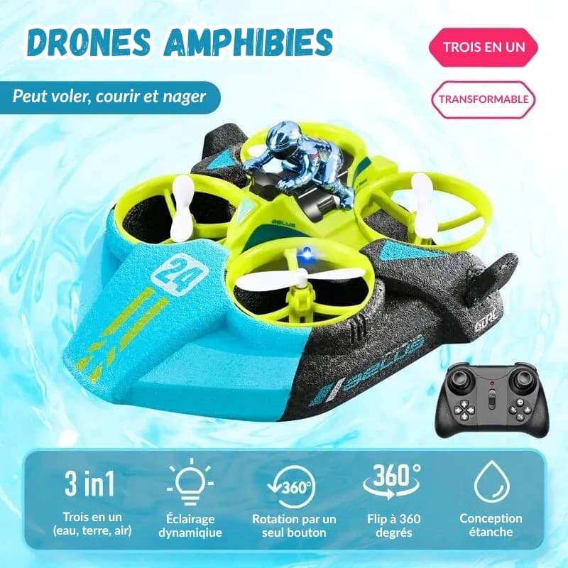 Drone Enfant 8 ans Amphibi 3 en 1