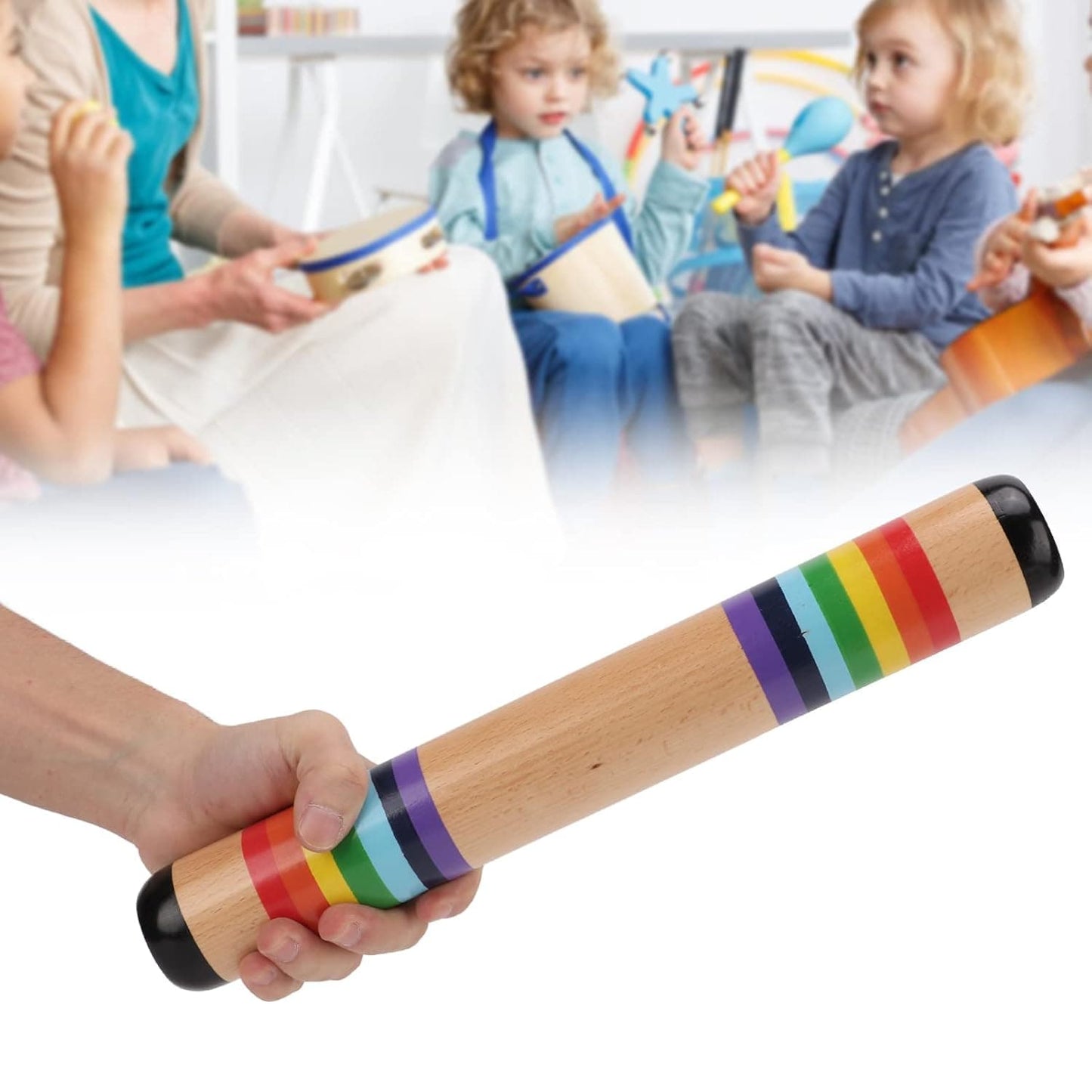 Bâton de pluie en bois pour bébé - Grand modèle