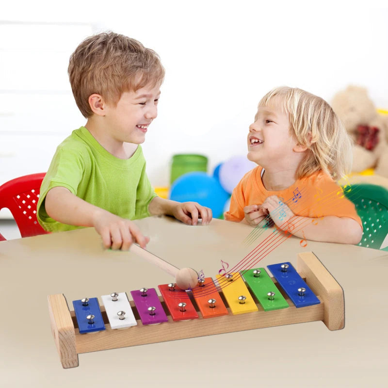 Xylophone en bois et touches colorées