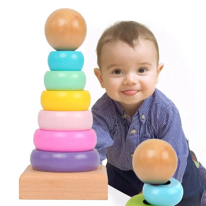 Tour à empiler culbuto pour bébé - Arc en ciel