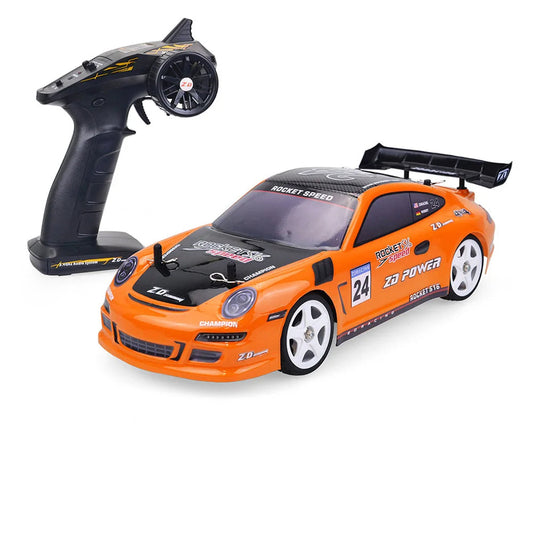 Voiture télécommandée Porsche orange à haute vitesse