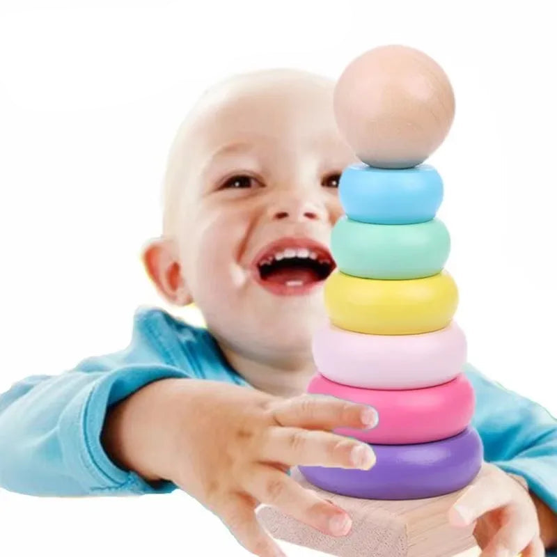 Tour à empiler culbuto pour bébé - Arc en ciel