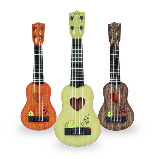 Mini guitare 4 cordes à motif cœur