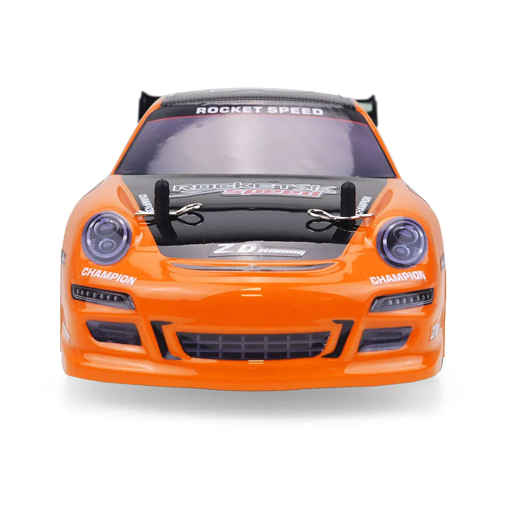 Voiture télécommandée Porsche orange à haute vitesse