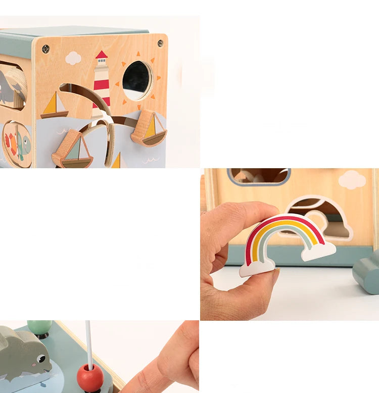 Cube d'activité Montessori en bois - Océan
