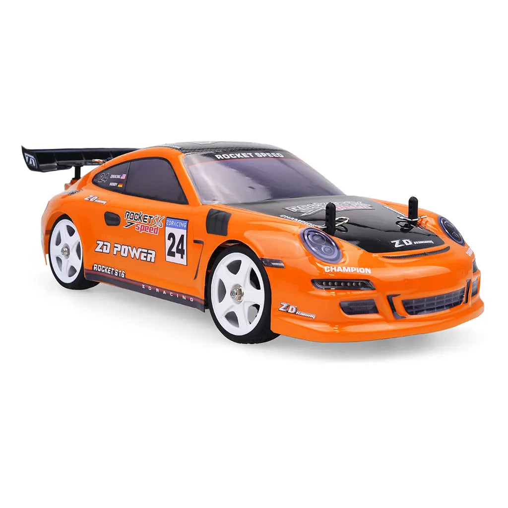 Voiture télécommandée Porsche orange à haute vitesse