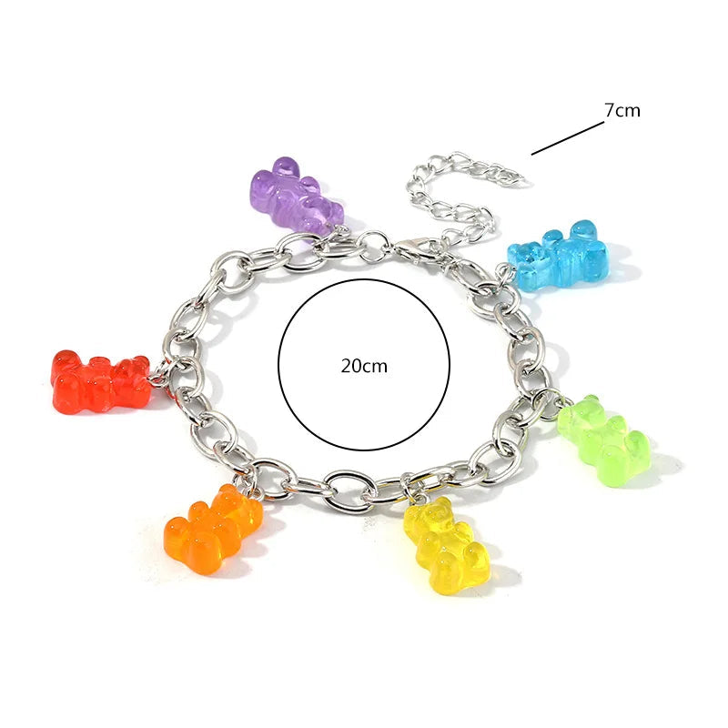 Bracelet enfant avec pendentif ourson multicolore