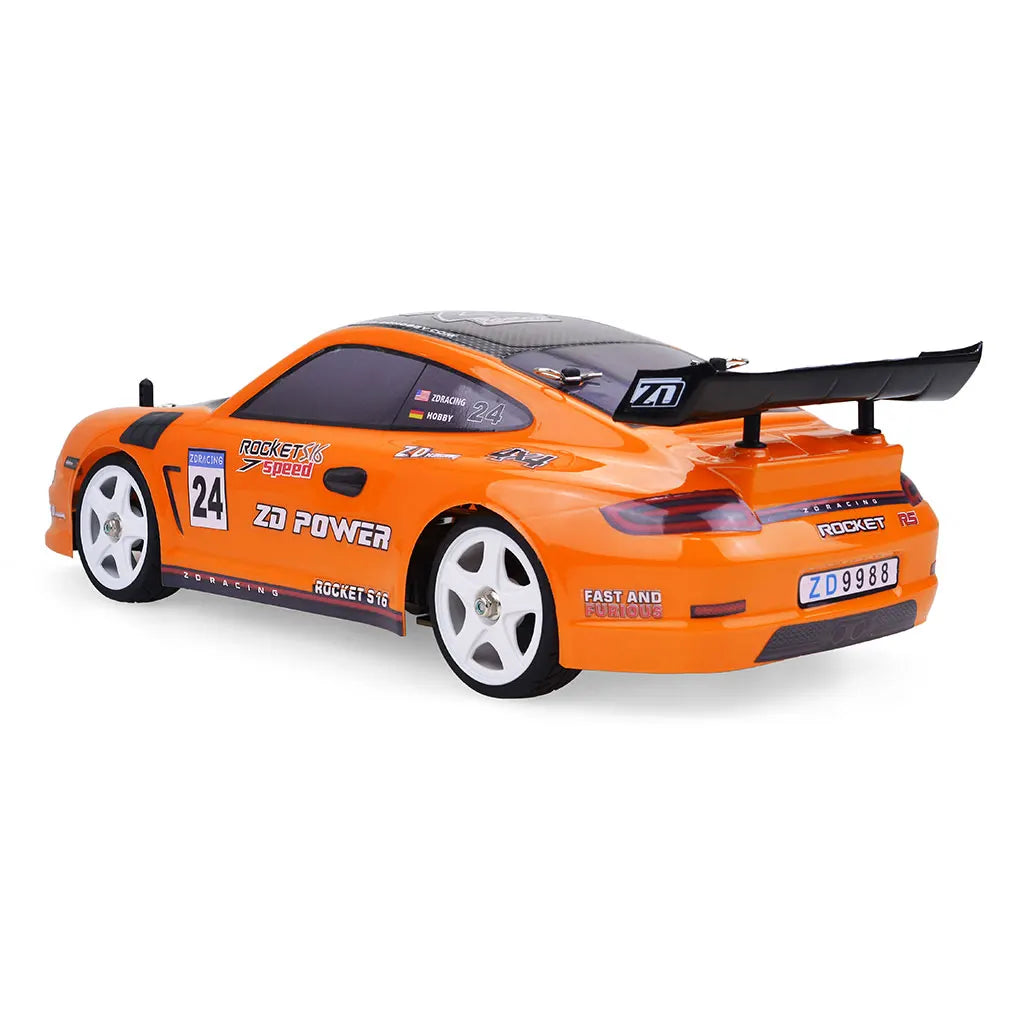 Voiture télécommandée Porsche orange à haute vitesse