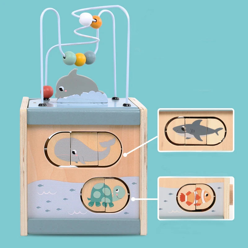 Cube d'activité Montessori en bois - Océan