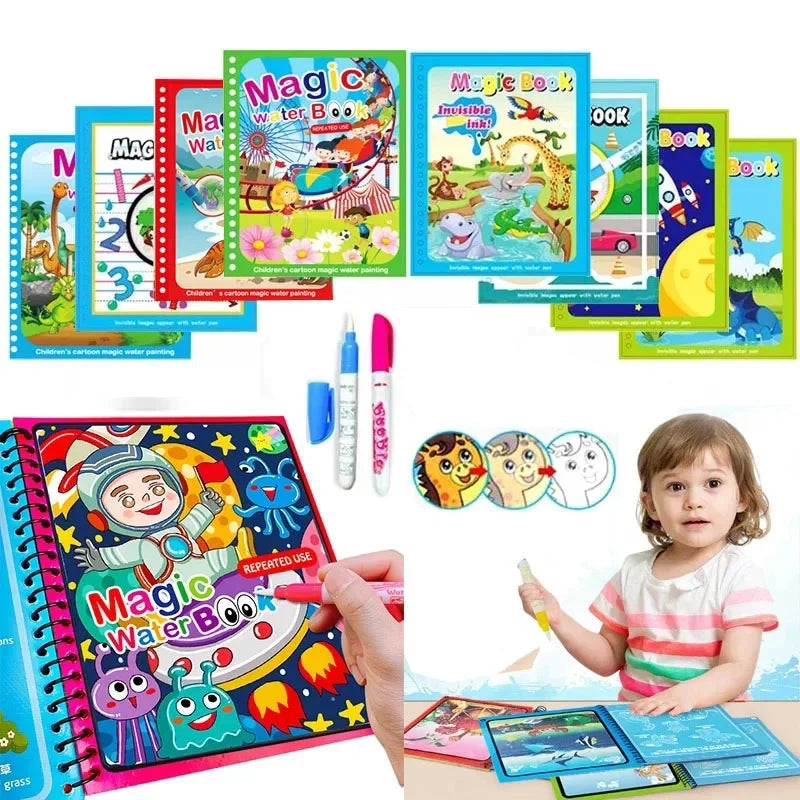 Livre Montessori de coloriage magique avec stylo à eau pour apprendre les couleurs