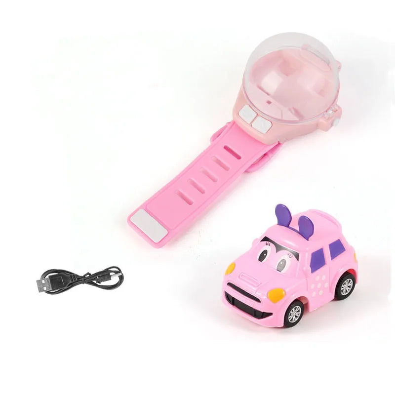 Voiture montre télécommandée rose pour enfants