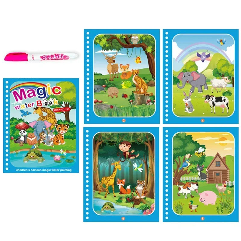 Livre Montessori de coloriage magique avec stylo à eau pour apprendre les couleurs