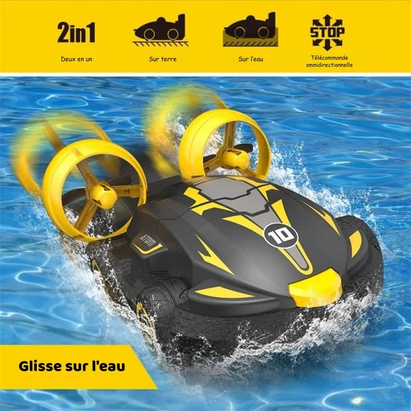 Voiture amphibie télécommandée pour enfants Bleu