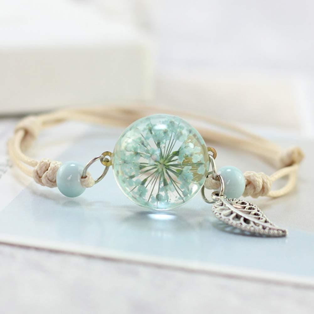 Bracelet à cordon avec pendentif en perle transparente