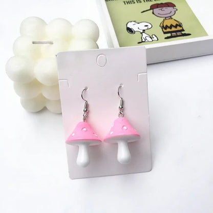 Boucle d’oreilles pendante en forme de champignon