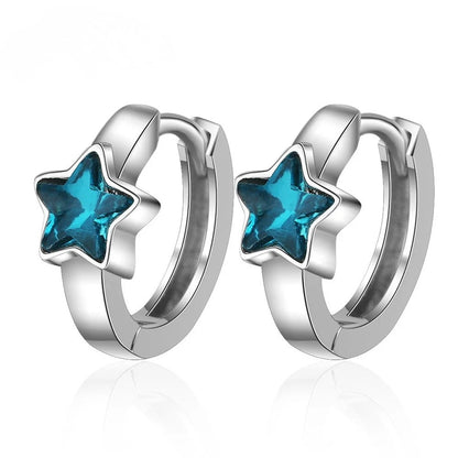 Boucle d’oreilles à motif étoile bleu cristal