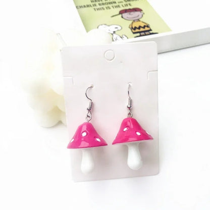 Boucle d’oreilles pendante en forme de champignon