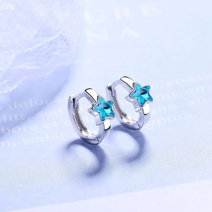 Boucle d’oreilles à motif étoile bleu cristal