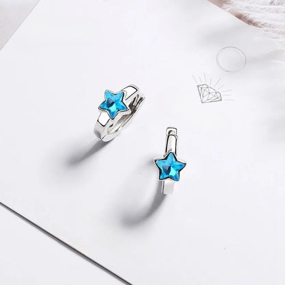 Boucle d’oreilles à motif étoile bleu cristal