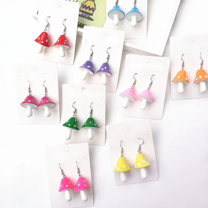 Boucle d’oreilles pendante en forme de champignon