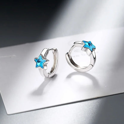 Boucle d’oreilles à motif étoile bleu cristal