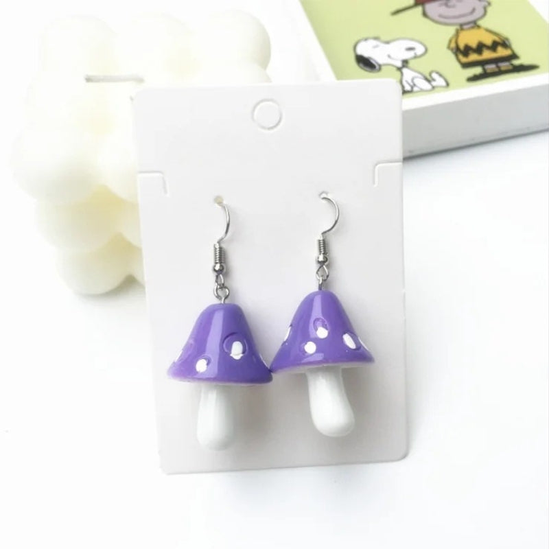 Boucle d’oreilles pendante en forme de champignon