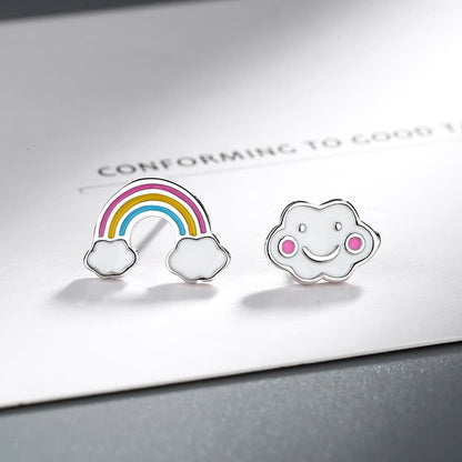 Boucles d’oreilles nuage et arc en ciel pour enfant