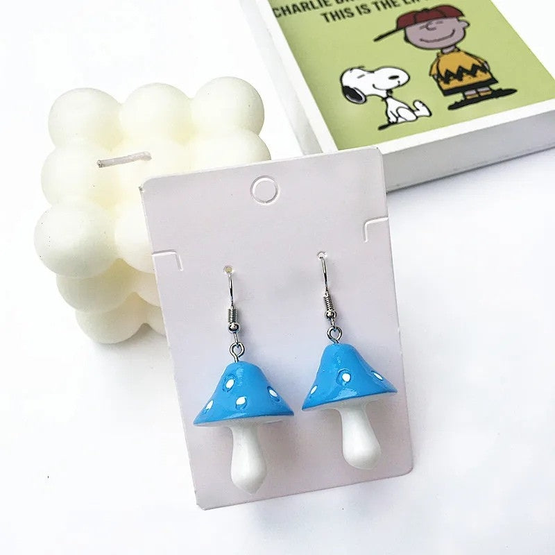 Boucle d’oreilles pendante en forme de champignon
