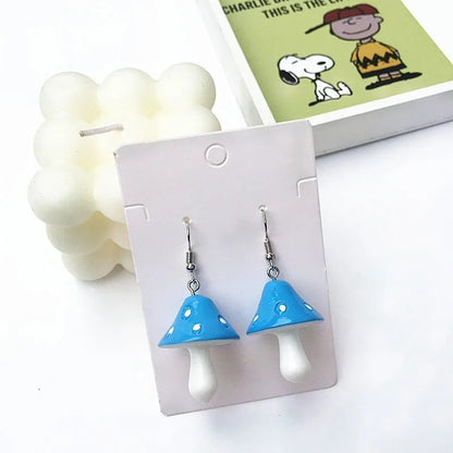 Boucle d’oreilles pendante en forme de champignon