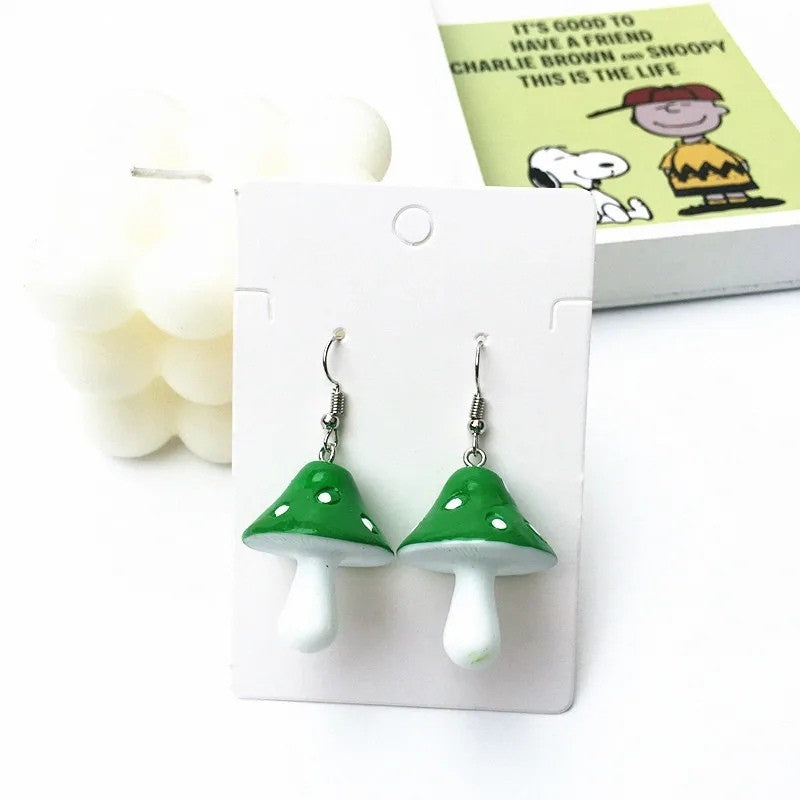 Boucle d’oreilles pendante en forme de champignon
