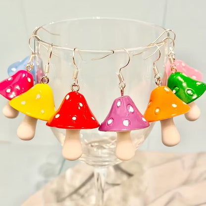 Boucle d’oreilles pendante en forme de champignon