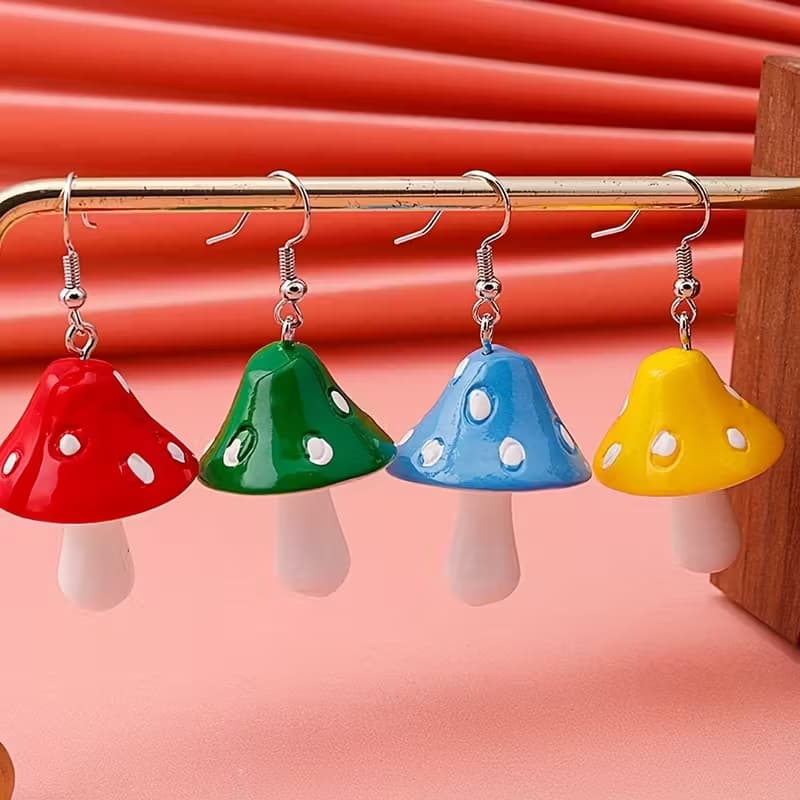 Boucle d’oreilles pendante en forme de champignon