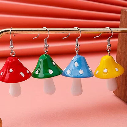 Boucle d’oreilles pendante en forme de champignon