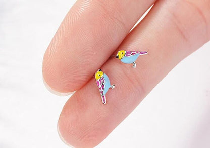 Boucles d’oreilles petit oiseau bleu pour fillette