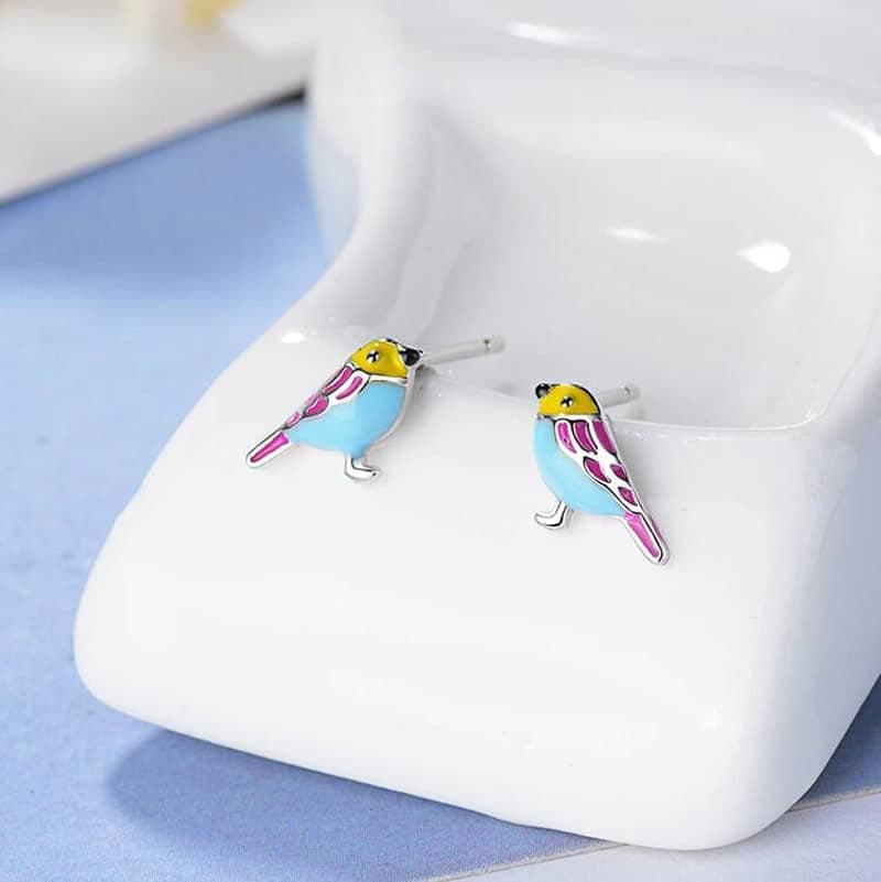 Boucles d’oreilles petit oiseau bleu pour fillette