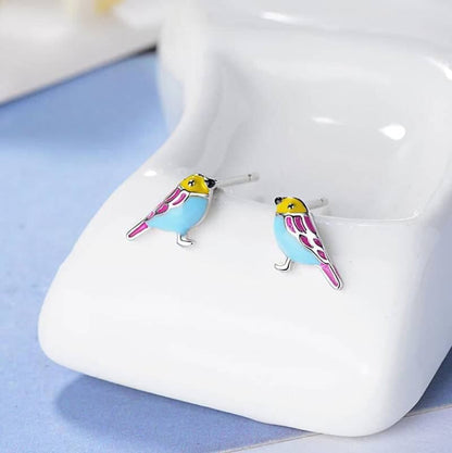 Boucles d’oreilles petit oiseau bleu pour fillette