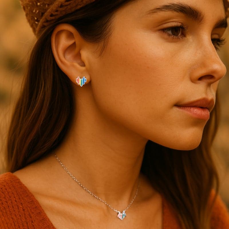 Boucles d’oreilles mignonnes en forme de cœurs arc-en-ciel pour fillette