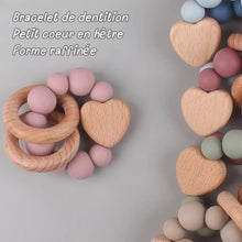 Hochet Montessori en bois pour bébés - Coeur