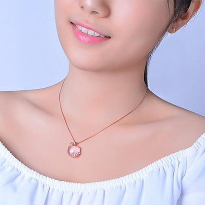 Collier ras du cou forme pomme en quartz rose