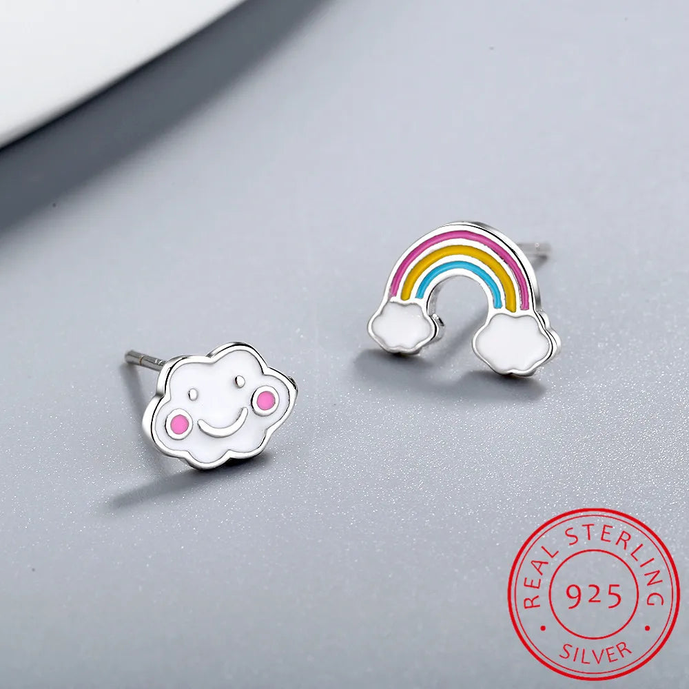Boucles d’oreilles nuage et arc en ciel pour enfant