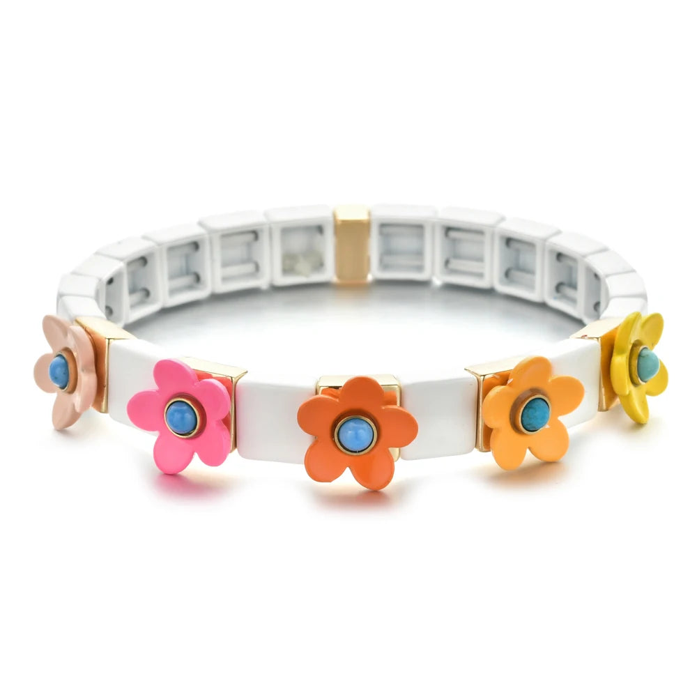 Bracelet coloré motif floral pour fille