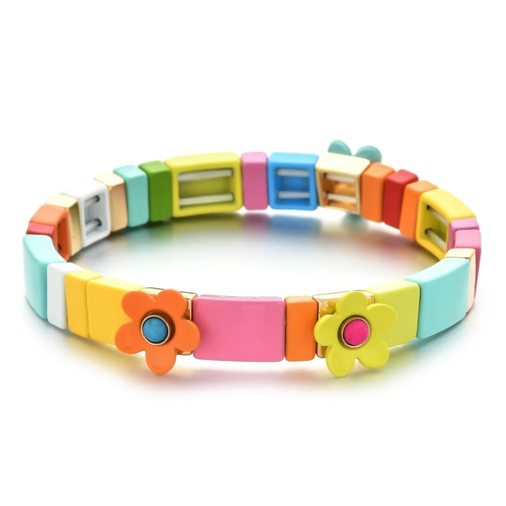 Bracelet coloré motif floral pour fille