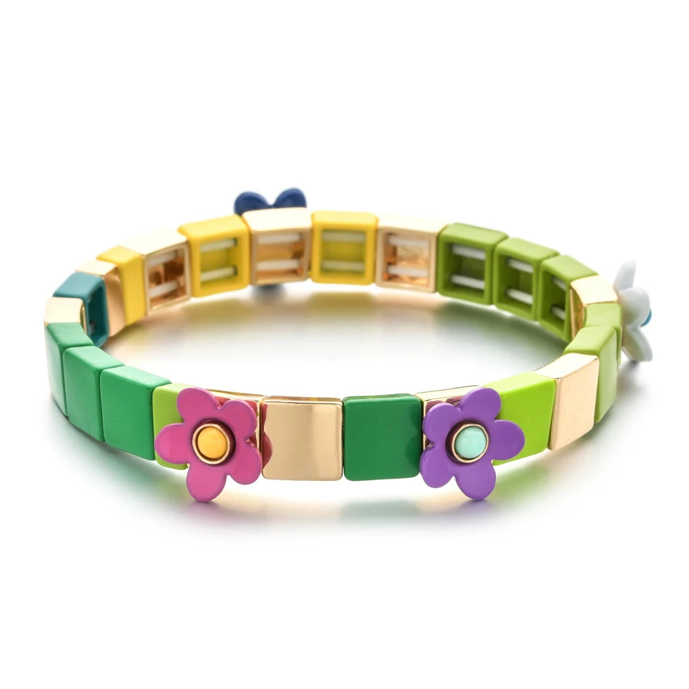 Bracelet coloré motif floral pour fille