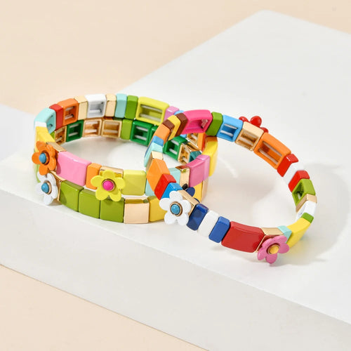 Bracelet coloré motif floral pour fille
