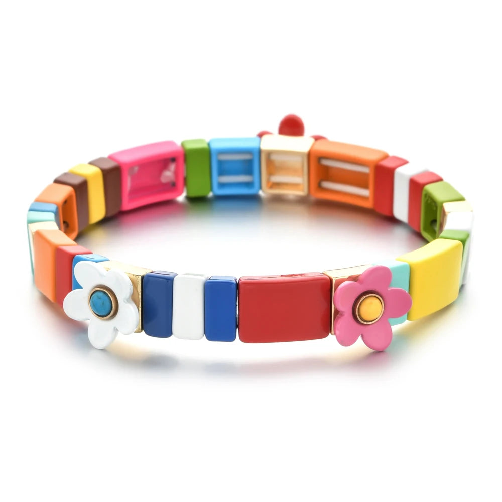 Bracelet coloré motif floral pour fille