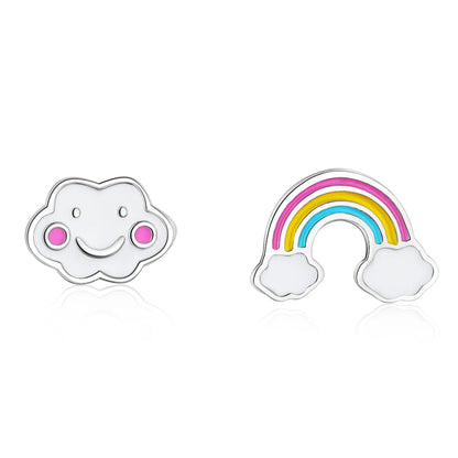 Boucles d’oreilles nuage et arc en ciel pour enfant