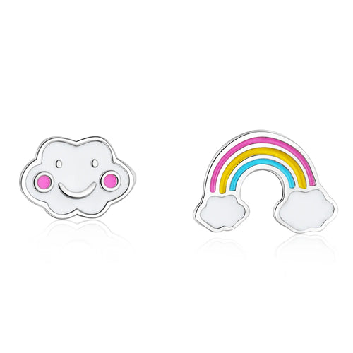 Boucles d’oreilles nuage et arc en ciel pour enfant