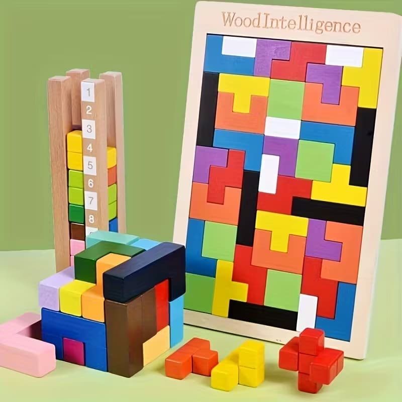 Puzzle en bois 3D coloré