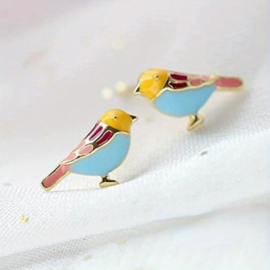 Boucles d’oreilles petit oiseau bleu pour fillette