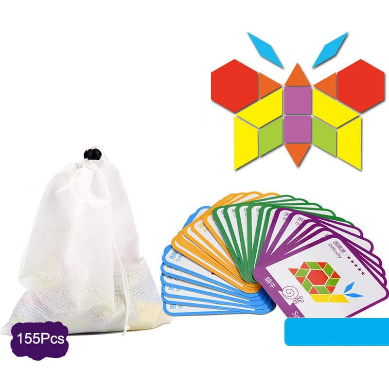 Jeux Montessori Puzzle en bois pour apprendre les formes pour enfants 155pcs